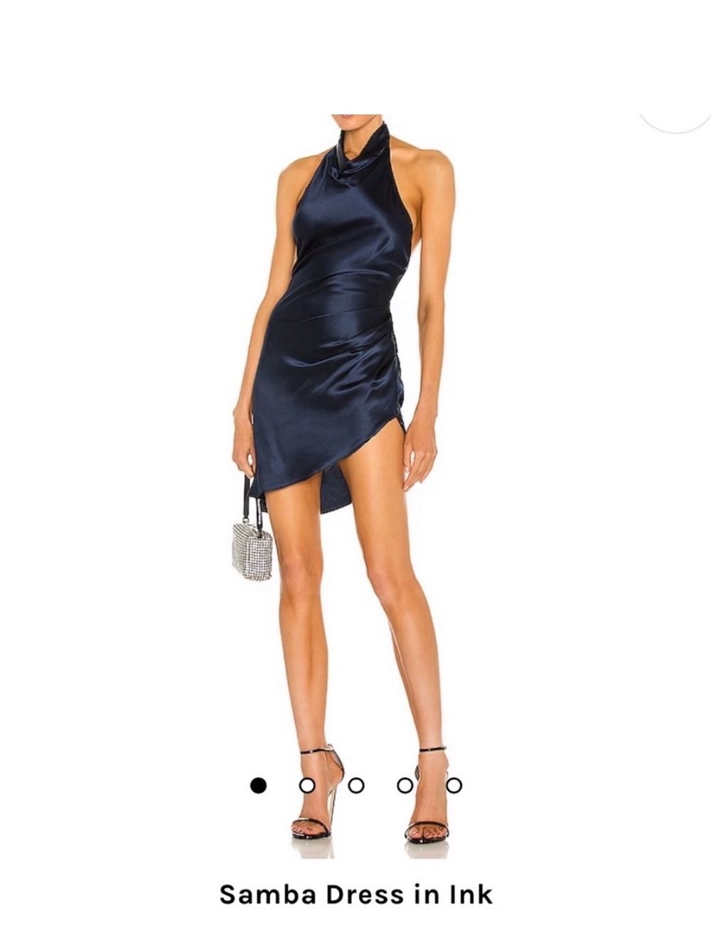 Amanda Uprichard Samba Halter Satin Mini Dress in Ink